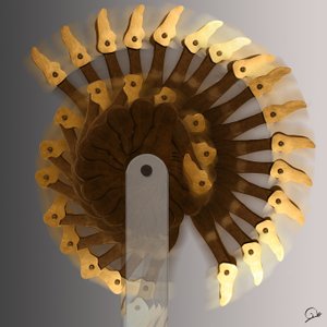 Bolt, Interactive kinetic artwork, Perspex, wood, metal bearings